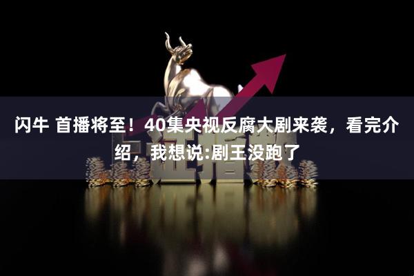 闪牛 首播将至！40集央视反腐大剧来袭，看完介绍，我想说:剧王没跑了